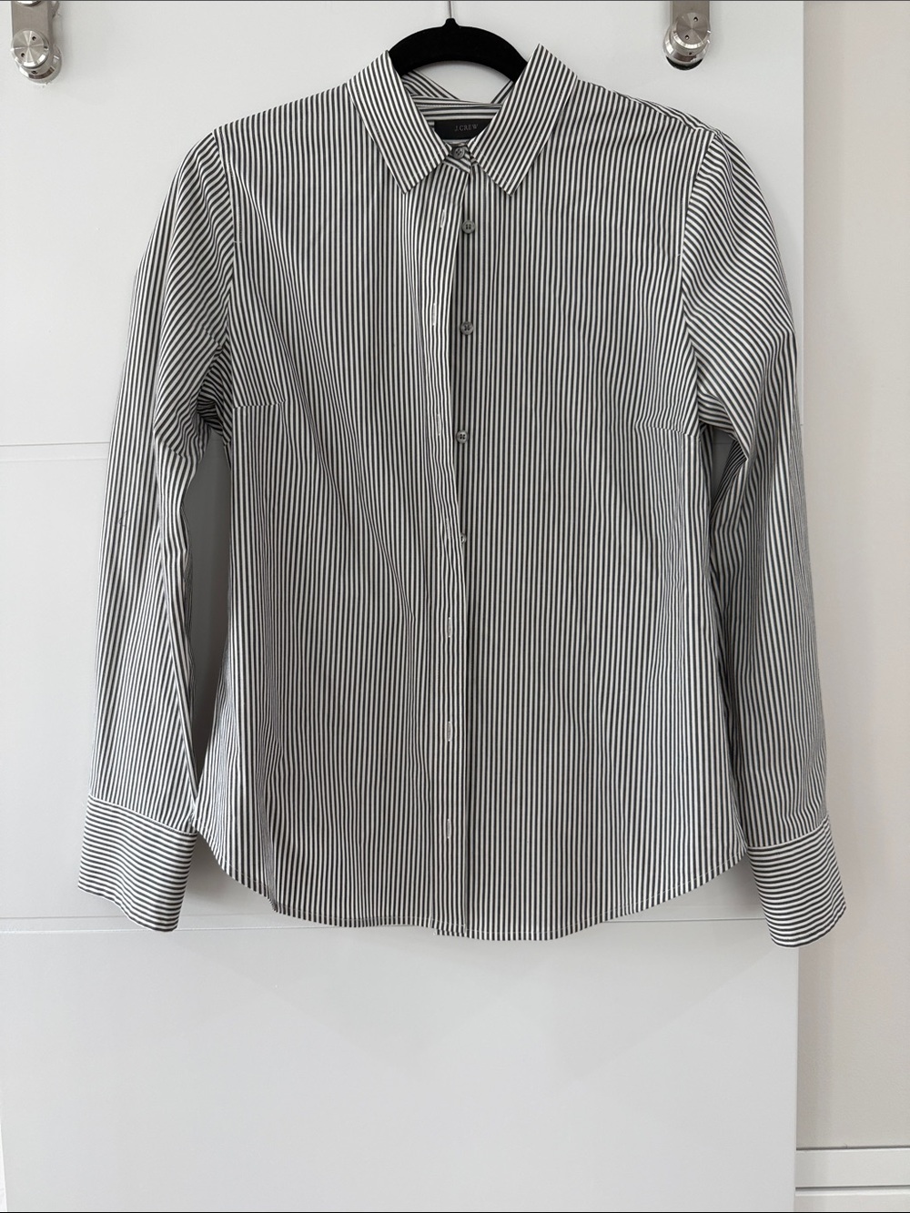 J. Crew Black and White Vertical Stripe Dress Shirt